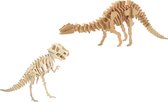 Houten 3D dieren dino puzzel set T-rex en Apatosaurus/langnek - Speelgoed bouwpakketten