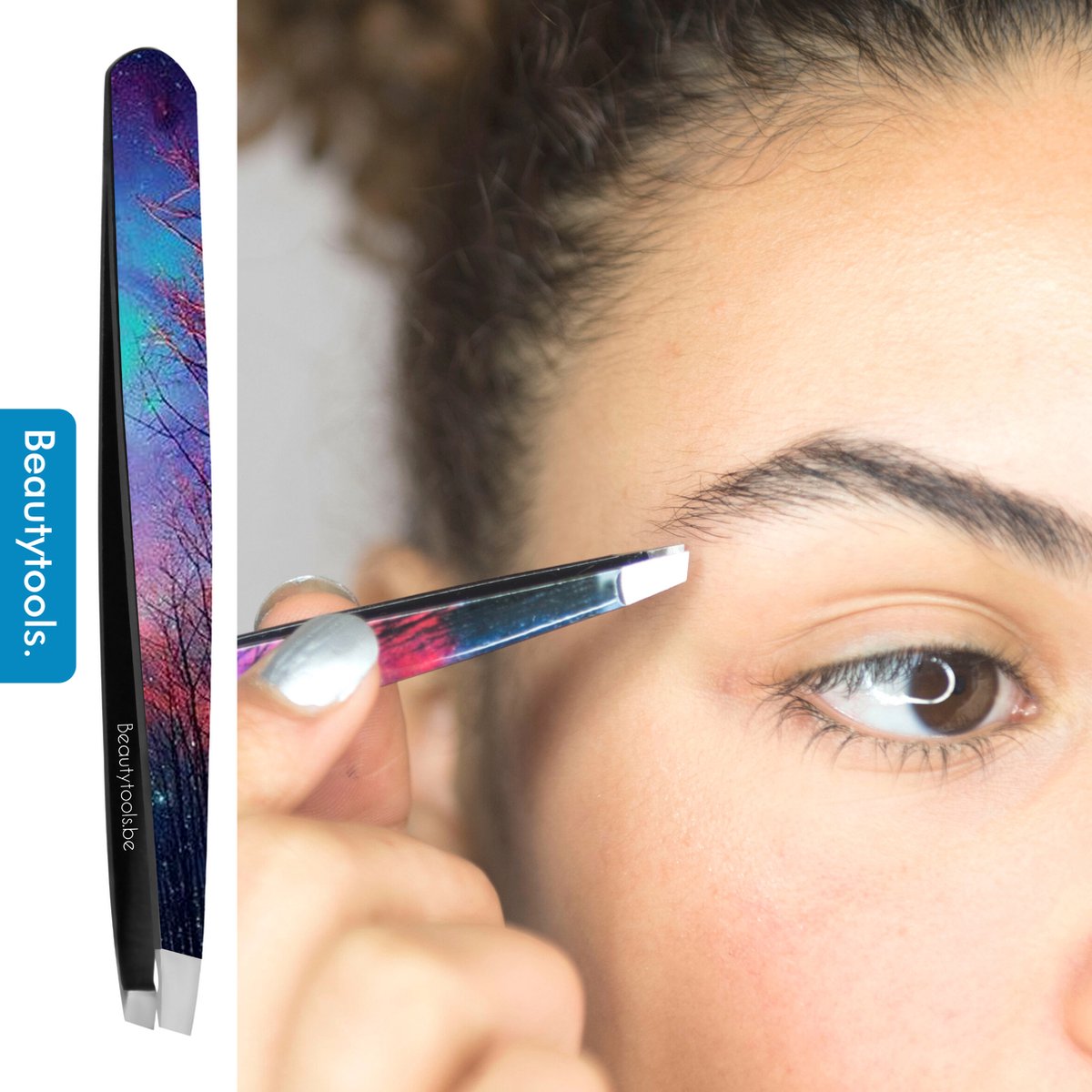 Goedkoopste BeautyTools Epileerpincet PRECISION - Pincet met Schuine Bek Voor Wenkbrauwen - Magical Forest - Tweezers (9.5 cm) - Inox (BT-1857