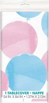 Wegwerptafelkleed gender reveal - Tafelkleed - Tafeldecoratie - Babyshower - Geboorte - Kunststof - Wegwerp - wit - roze - blauw