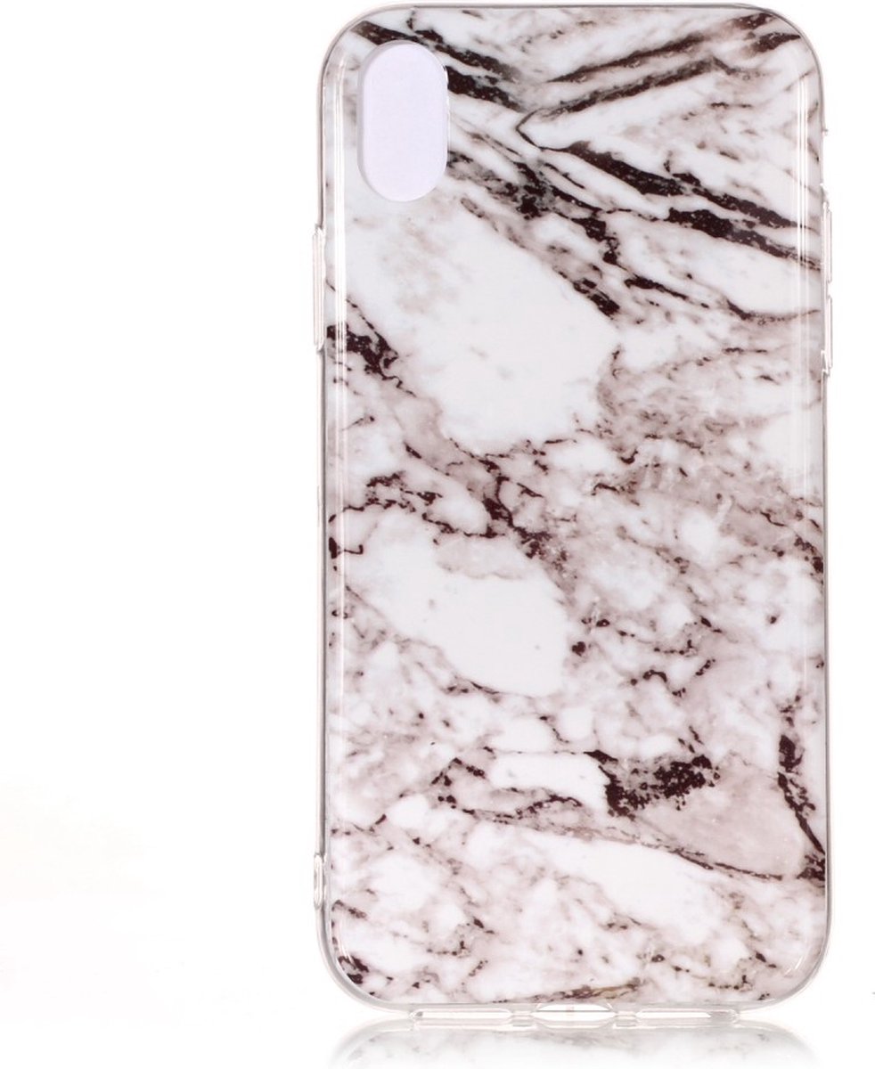 Peachy Marmer TPU Hoesje geschikt voor iPhone XS Max Case - Wit