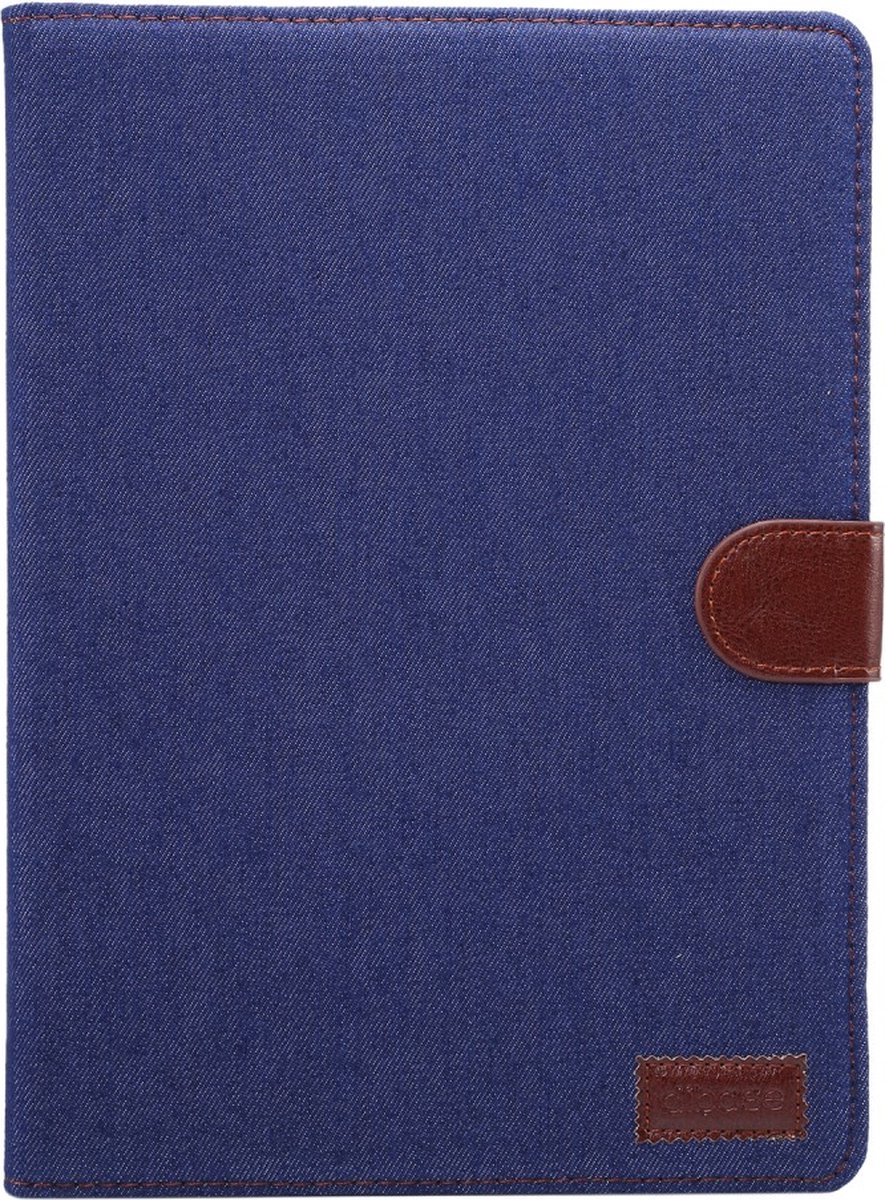 Peachy Denim leer case hoes geschikt voor iPad 2017 2018 - Blauw Bruin