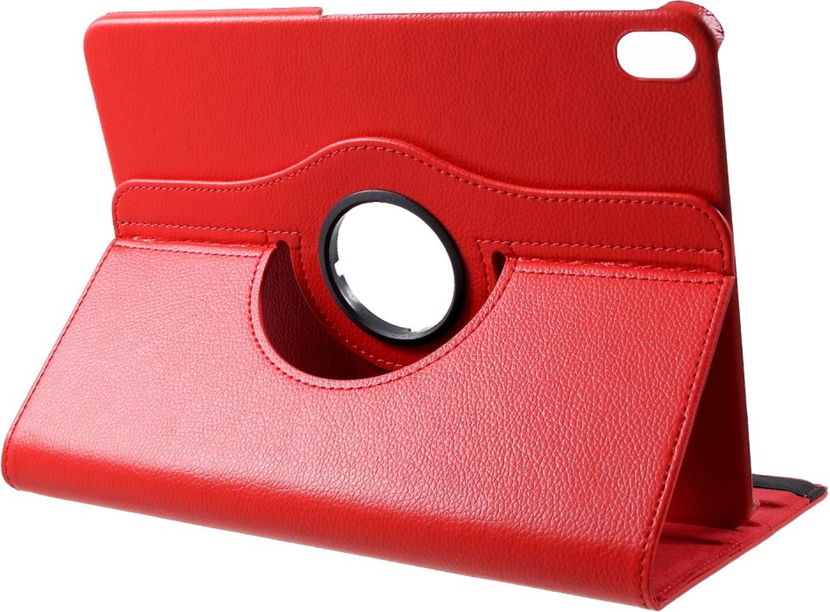 Peachy Lederen Litchi Grain geschikt voor iPad Pro 12.9 inch (2018 2020 2021 2022) Hoes Draaibare Case met Cover - Rood