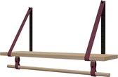 Plankje Roe 98cm - Handles and more® | BORDO (Complete set: leren plankdragers + plank eikenhout + roede)