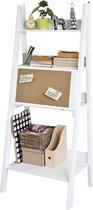 Mara Bureau met boekenkast - Kast - Opvouwbaar - Wandplank - Kurkbord - Wit - MDF - 64 x 160 x 28 cm