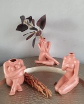 Mica decorations Vaas lichaam-vrouw d.roze SET VAN 3 , H14 x B 6,5 x L 11 cm