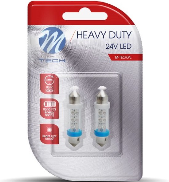 Foto: M tech led c5w c10w 24v 41mm heavy duty 8x led diode blauw set