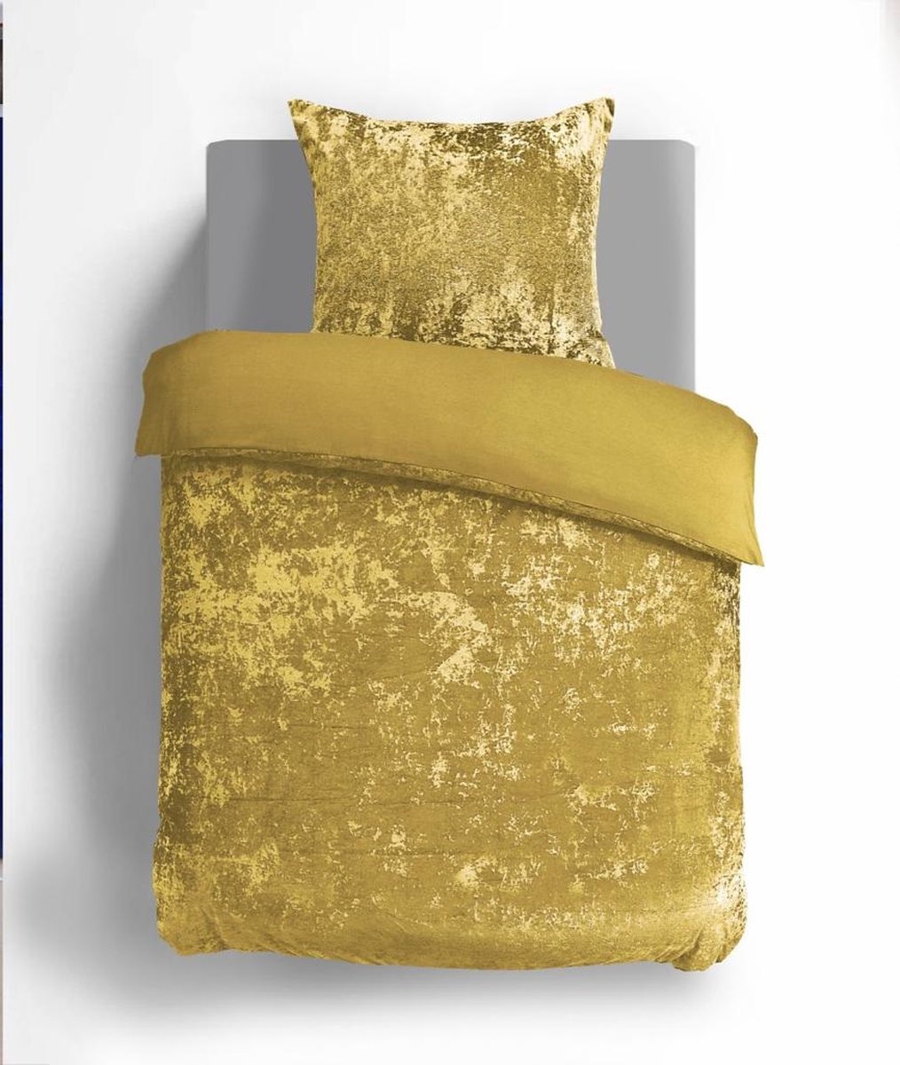 Velvet Couture Dekbedovertrek - 140x200/220 cm - Crushed Velvet - Goud