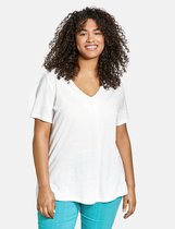 SAMOON Dames Basic shirt met stolpplooi van een linnenmix