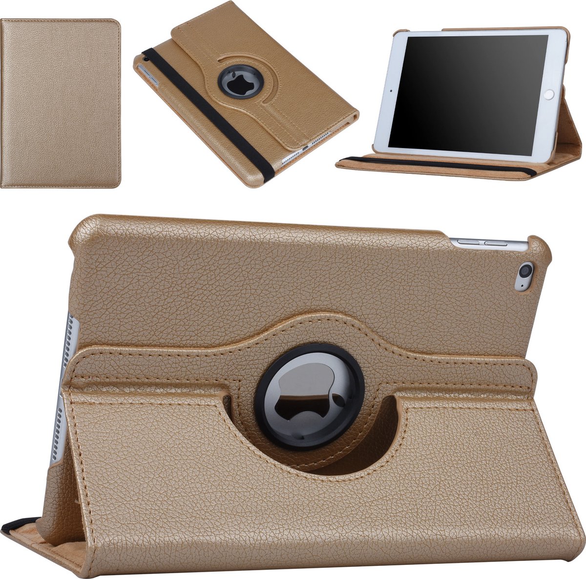 Apple iPad Mini 4 Goud 360 graden draaibare hoes - Book Case Tablethoes