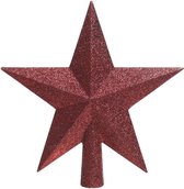 1x Sapin de Noël pailleté rouge foncé étoile pic en plastique 19 cm - Décoration Décorations pour sapins de Noël rouge foncé