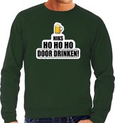Grote maten niks ho ho ho bier doordrinken foute Kerst sweater - groen - heren - Kerst trui / Kerst outfit / drank kersttrui XXXL