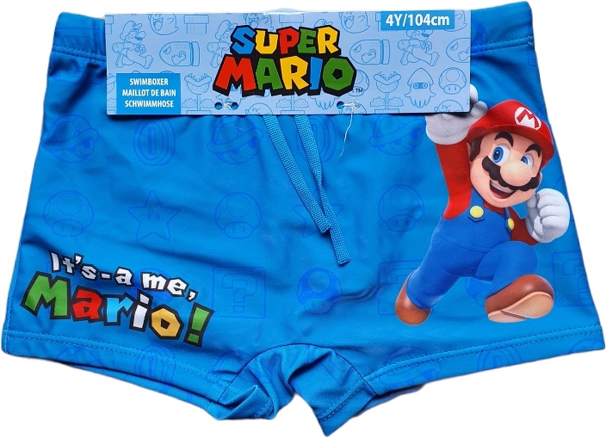Super Mario zwembroek - blauw - Maat 104 / 4 jaar | bol