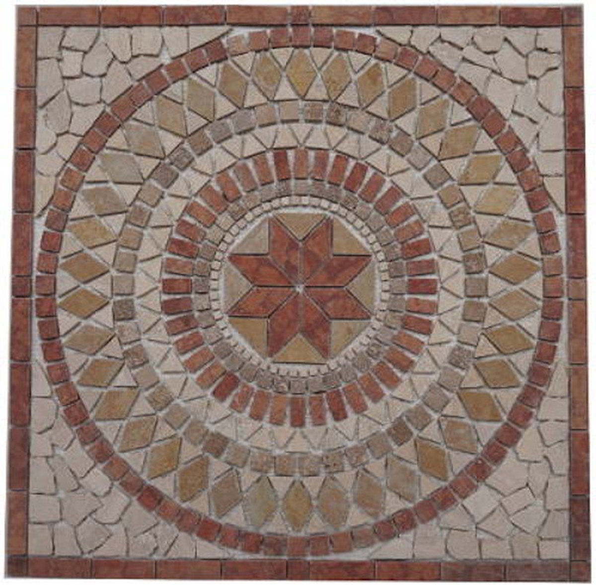 Mozaiek natuursteen tegel - Marmer medallion - 30 x 30 cm - Voor binnen geschikt - rood creme beige 062 - Estile Mosaico