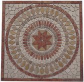 Mozaiek natuursteen tegel - Marmer medallion - 30 x 30 cm - Voor binnen geschikt - rood creme beige 062