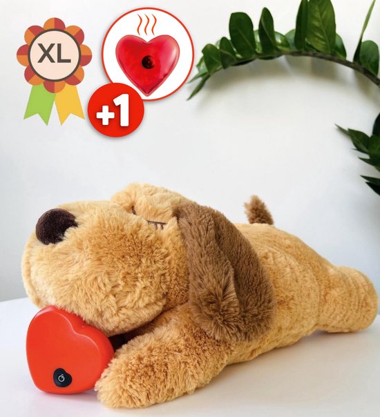 Vulpes Pets® Knuffel Hond met Hartslag – Puppyknuffel - Hondenknuffel voor Puppy - Snuggle Puppy - Knuffel met Hartslag en gratis Warmte Pad Speciaal voor Puppy's