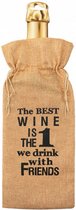 flescadeauverpakking Best Wine jute 42 cm bruin