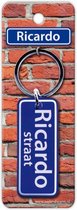 sleutelhanger straatnaam Ricardo 9 cm staal blauw