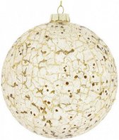 kerstbal Jady 15 cm glas wit/goud