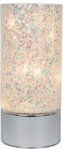 kerstvaas Glitter led 9 x 20 cm glas transparant/zilver