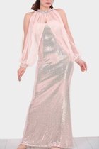 HASVEL-Maxi jurk Dames -Misty rose Jurk met pailletten- Maat S-Galajurk-Avondjurk- HASVEL-Maxi Dress Women -Powder Sequin Dress - Size S-Prom Dress-Evening Dress