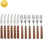 Fader Steakbestek - 12 delig - Restaurant Kwaliteit - Messenset - Vorkenset - BBQ Bestek