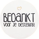 35x Sticker Etiket | BEDANKT VOOR JE BESTELLING | gouden hartje | 39 mm