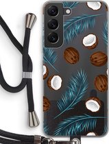 Case Company® - Samsung Galaxy S22 hoesje met Koord - Kokosnoot - Telefoonhoesje met Zwart Koord - Bescherming aan alle Kanten en Over de Schermrand