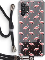 Case Company® - Samsung Galaxy A32 5G hoesje met Koord - Flamingo - Telefoonhoesje met Zwart Koord - Bescherming aan alle Kanten en Over de Schermrand