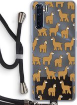Case Company® - Oppo A91 hoesje met Koord - Alpacas - Telefoonhoesje met Zwart Koord - Bescherming aan alle Kanten en Over de Schermrand