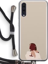 Case Company® - Samsung Galaxy A50 hoesje met Koord - I drink wine - Telefoonhoesje met Zwart Koord - Bescherming aan alle Kanten en Over de Schermrand