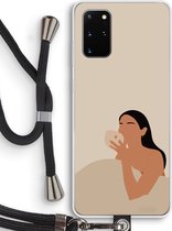 Case Company® - Samsung Galaxy S20 Plus hoesje met Koord - Fresh coffee - Telefoonhoesje met Zwart Koord - Bescherming aan alle Kanten en Over de Schermrand