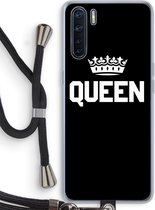 Case Company® - Oppo A91 hoesje met Koord - Queen zwart - Telefoonhoesje met Zwart Koord - Bescherming aan alle Kanten en Over de Schermrand