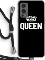 Case Company® - OnePlus Nord 2 5G hoesje met Koord - Queen zwart - Telefoonhoesje met Zwart Koord - Bescherming aan alle Kanten en Over de Schermrand