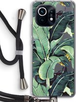 Case Company® - Xiaomi Mi 11 hoesje met Koord - Bananenbladeren - Telefoonhoesje met Zwart Koord - Bescherming aan alle Kanten en Over de Schermrand