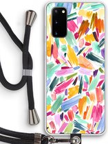Case Company® - Samsung Galaxy S20 hoesje met Koord - Watercolor Brushstrokes - Telefoonhoesje met Zwart Koord - Bescherming aan alle Kanten en Over de Schermrand