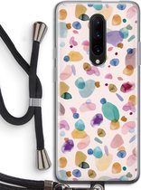 Case Company® - OnePlus 7 Pro hoesje met Koord - Terrazzo Memphis - Telefoonhoesje met Zwart Koord - Bescherming aan alle Kanten en Over de Schermrand