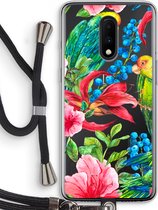 Case Company® - OnePlus 7 hoesje met Koord - Papegaaien - Telefoonhoesje met Zwart Koord - Bescherming aan alle Kanten en Over de Schermrand