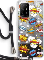 Case Company® - Oppo A94 5G hoesje met Koord - Pow Smack - Telefoonhoesje met Zwart Koord - Bescherming aan alle Kanten en Over de Schermrand