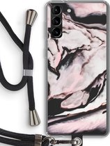 Case Company® - Samsung Galaxy S21 Plus hoesje met Koord - Roze stroom - Telefoonhoesje met Zwart Koord - Bescherming aan alle Kanten en Over de Schermrand
