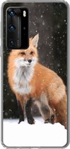 Telefoonhoesje Geschikt voor Huawei P40 Pro hoesje - Vos - Sneeuw - Winter - Siliconen Telefoonhoesje