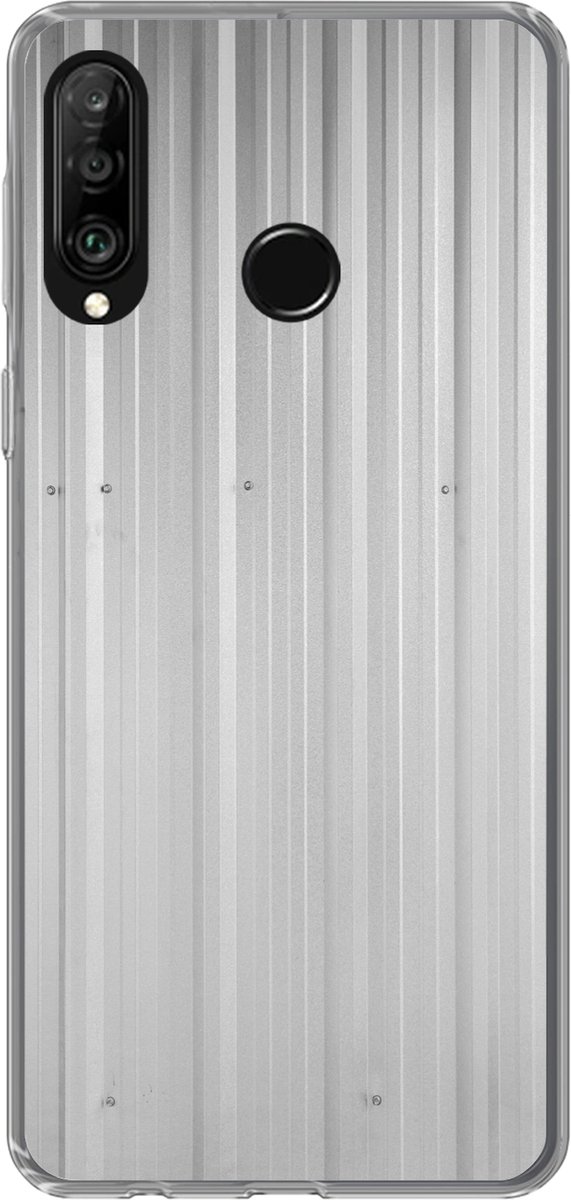 Telefoonhoesje Geschikt voor Huawei P30 Lite hoesje - Golfplaten - Metaal - Grijs - Siliconen Telefoonhoesje Telefoonhoesje