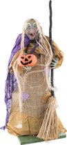 Staande heks met bezem en pompoen in de hand - 92 cm - decoratieartikel - Halloween