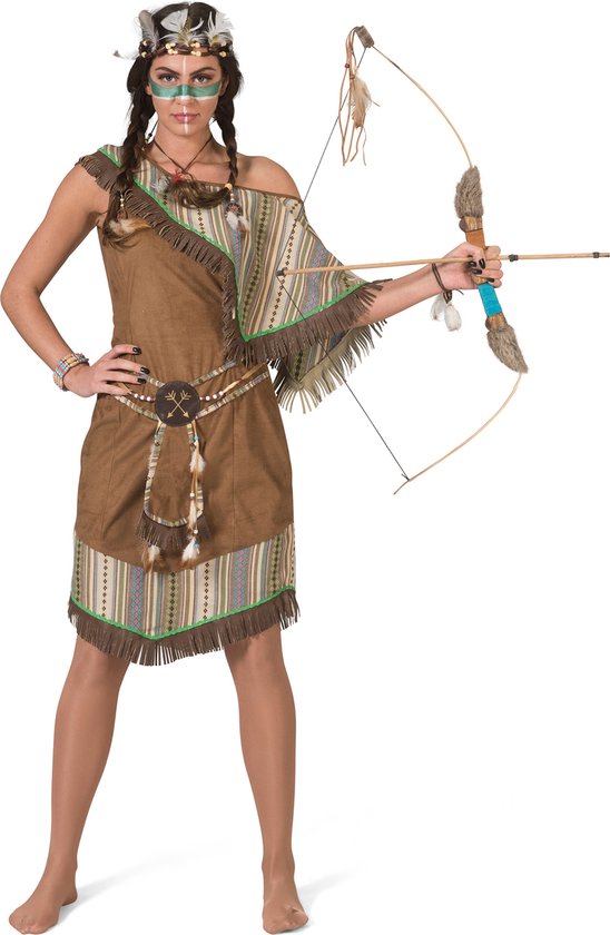 Costume Indien Femme – Robe à Franges Et Ceinture Assortie – Idéal Pour Déguisement, Fête Costumée Ou Western