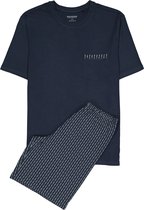 SCHIESSER heren shortama - donkerblauw met blauw met witte broek -  Maat: S