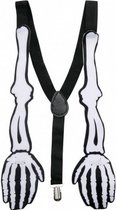 bretels Halloween Skelet 100 cm polyester zwart/wit