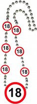 ketting 18 Jaar Verkeersbord 41 cm zilver/rood/wit