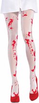 panty bloed dames nylon wit/rood one-size