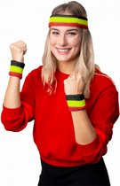 zweetbanden polyester rood/geel/zwart 3-delig