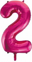 folieballon cijfer 2 roze 86 cm