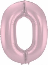 folieballon cijfer 0 pastelroze 86 cm
